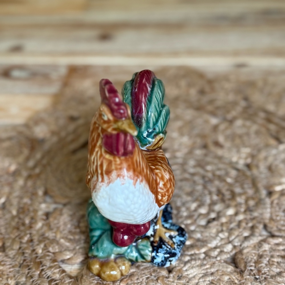 Colorful Ceramic Rooster Figurine - Picture 3 of 6